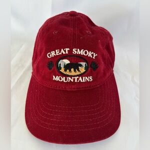 NWT Great Smokey Mountains Baseball Hat Hook/Loop Closure Brick Red